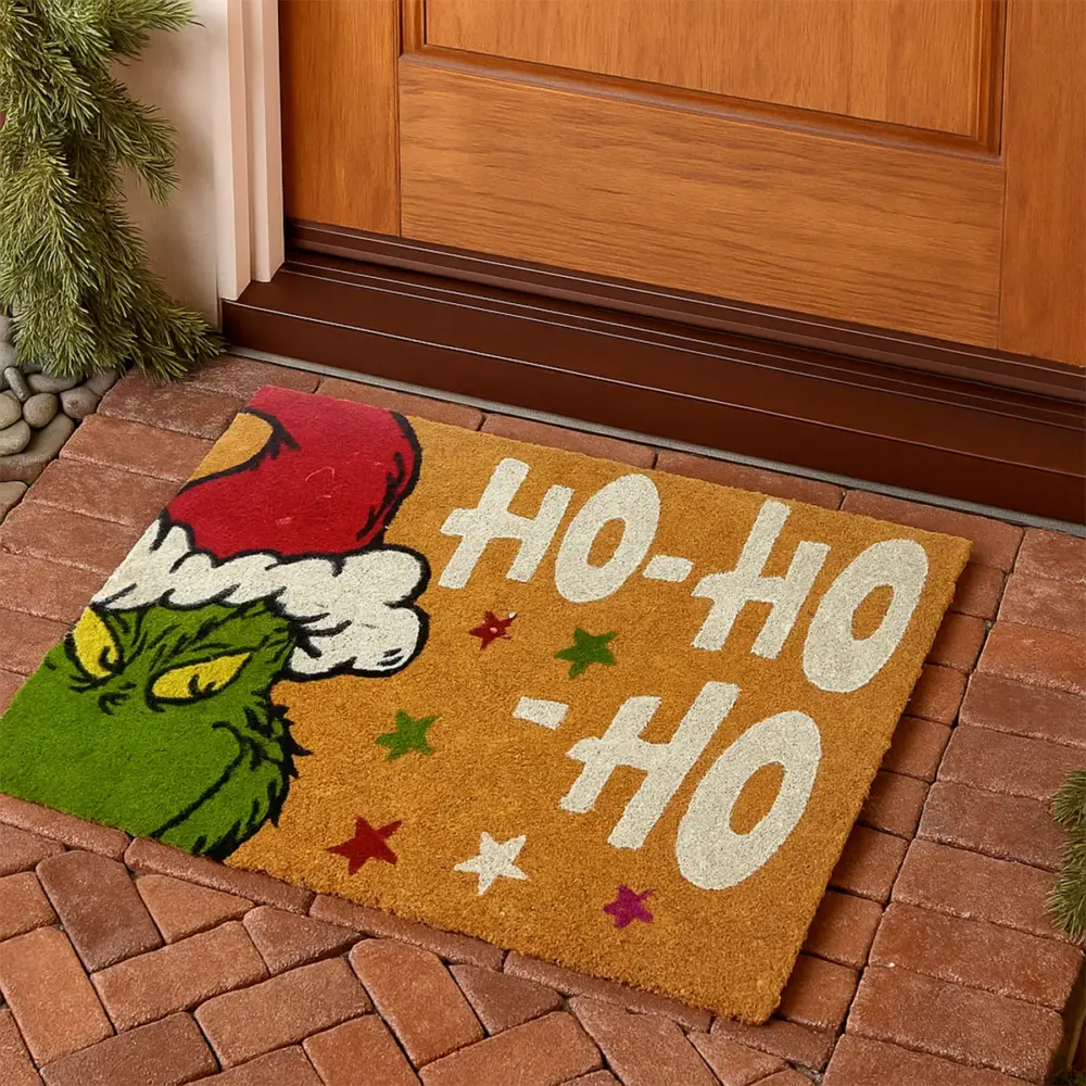 Tapete Navideño de Fibra de Coco “Ho, Ho, Ho a la Puerta” 40x60 cm – Divertida Decoración para la Entrada de tu Casa modatelas 3