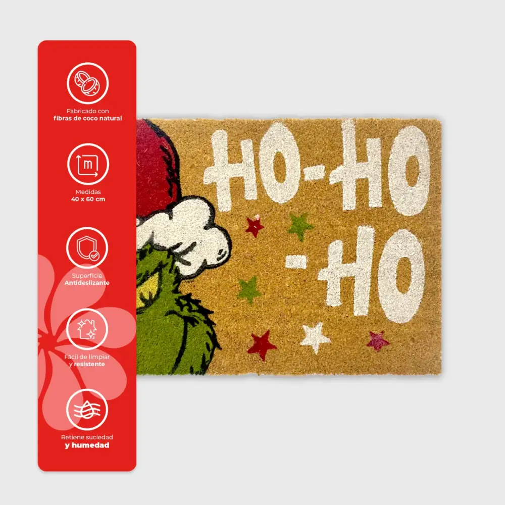Tapete Navideño de Fibra de Coco “Ho, Ho, Ho a la Puerta” 40x60 cm – Divertida Decoración para la Entrada de tu Casa modatelas 2