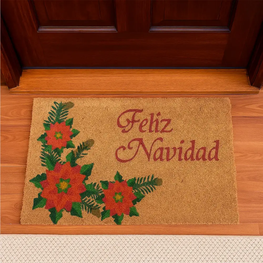 Tapete Navideño de Fibra de Coco “Rosas de la Navidad” 40x60 cm – Elegancia y Estilo para la Entrada del Hogar Modatelas 3