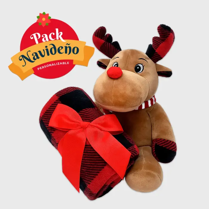 Set Navideño “Abrazo de Rodolfo” | Peluche + Cobija Polar modatelas