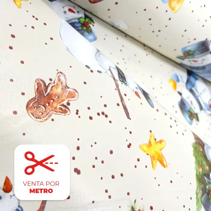 Mantel Hermoso Navideño "Muñecos de Nieve Festivos" Metro- Modatelas
