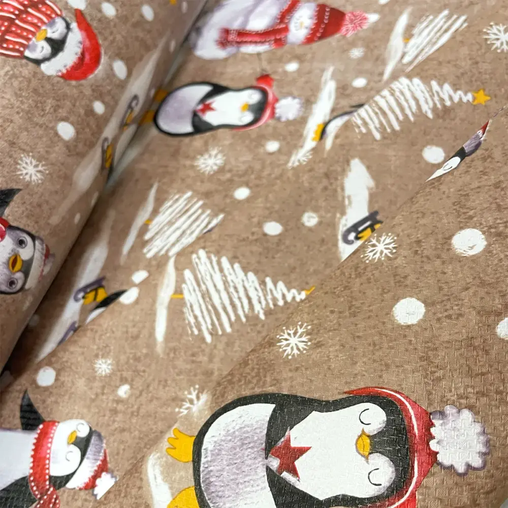 Mantel Hermoso Navideño "Pingüinos Nevados" Rollo Modatelas
