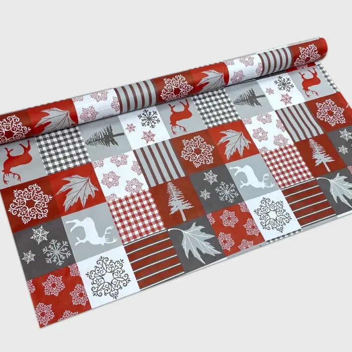 Mantel Hermoso Navideño "Renos de Tartán" Rollo- Modatelas