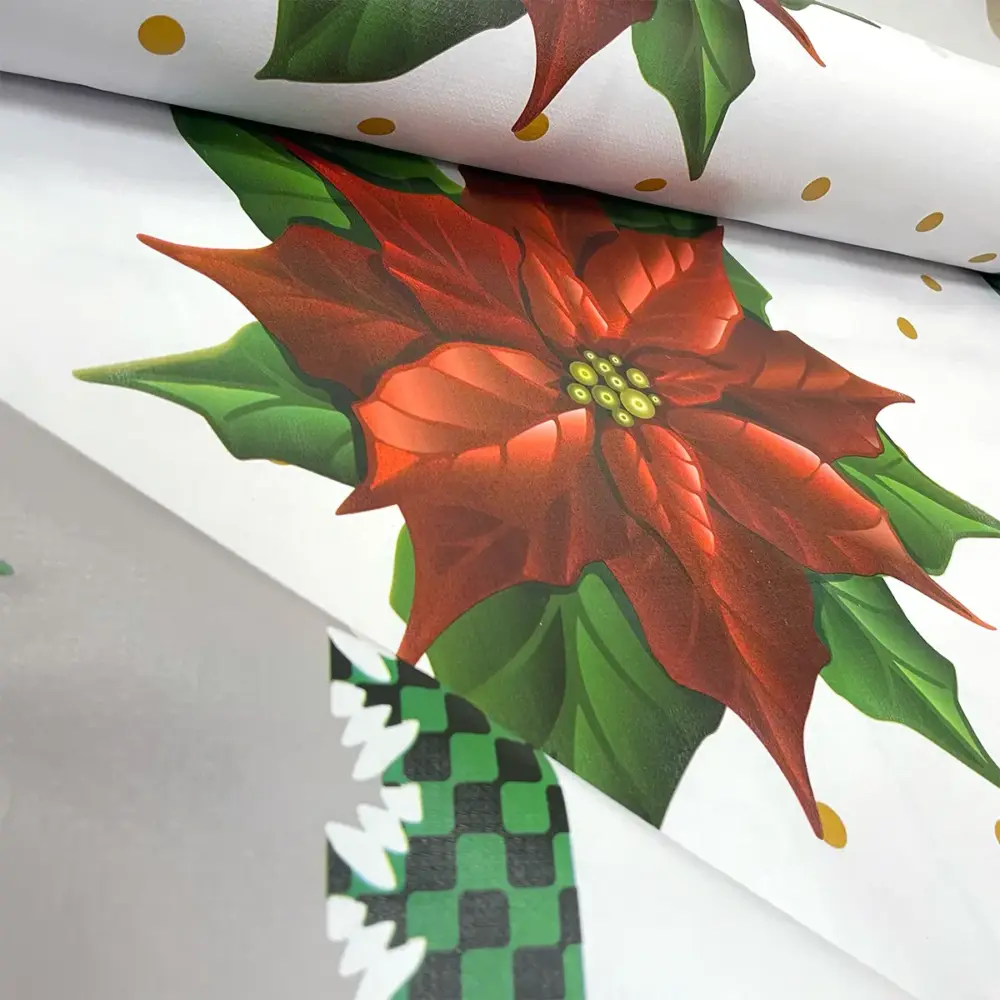 Mantel Hermoso Navideño "Campanas de Nochebuena" Rollo Modatelas
