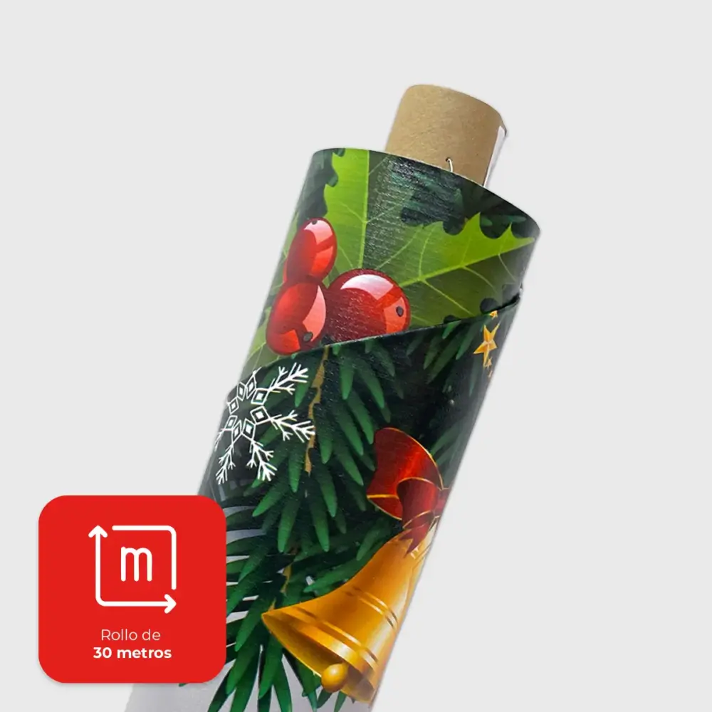 Mantel Hermoso Navideño "Campanas de Nochebuena" Rollo Modatelas