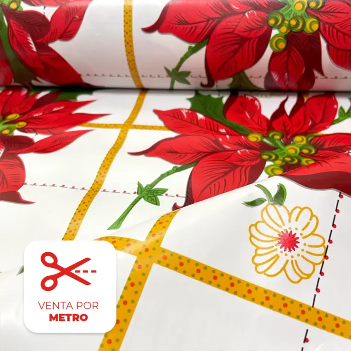 Mantel Hermoso Navideño "Nochebuena rústica" Metro