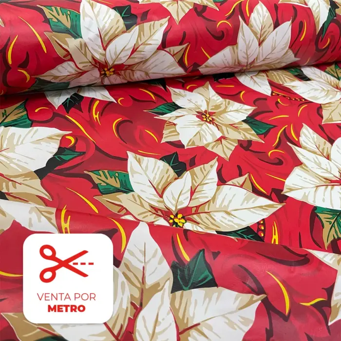 Mantel Navideño "Nochebuenas blancas" Metro