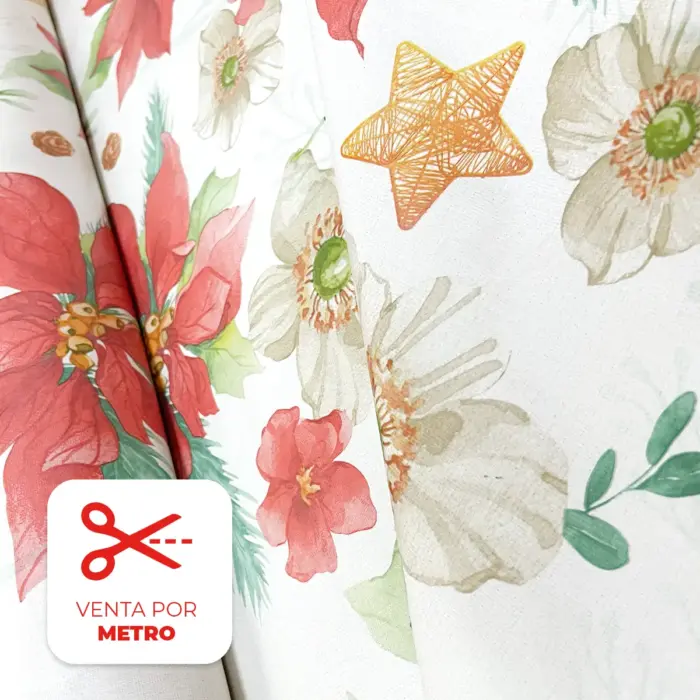 Mantel Hermoso Navideño "Flores de navidad" Metro