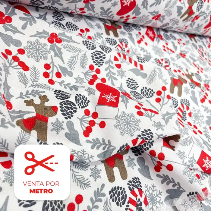 Algodón Candy Navideño Navidad Blanca Metro Modatelas