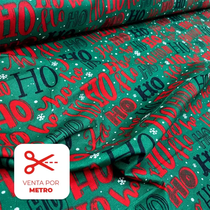 Algodón Candy Navideño Frase Ho Ho Ho Metro Modatelas