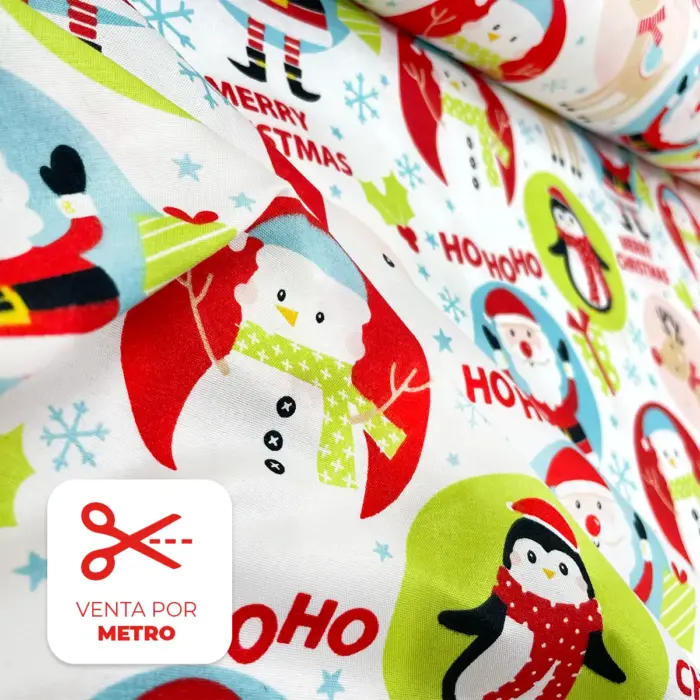 Algodón Candy Navideño "Personajes del Polo Norte" Metro- Modatelas