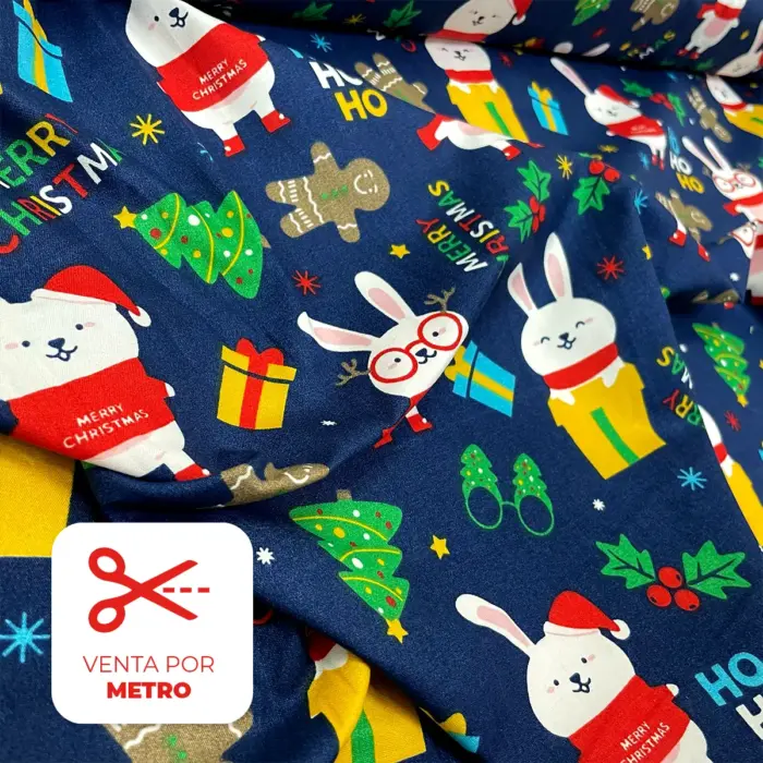 Algodón Candy Navideño "Conejitos Navideños" Metro Modatelas