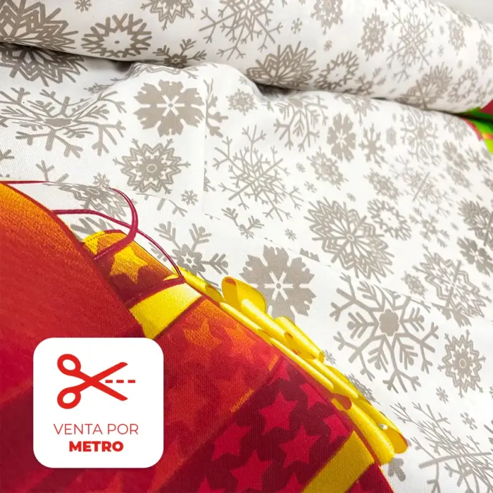 Tela Minimatt Navideño "Sorpresa de Nochebuena" Metro Modatelas