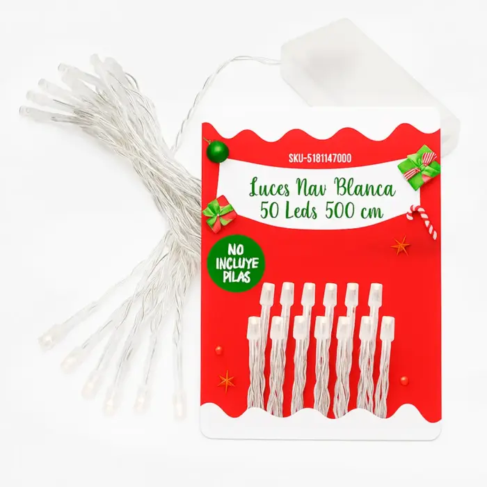 Luces LED Blancas Cálidas para Árbol de Navidad, 50 Focos, 5m - Perfectas para Decoración Navideña Interior modatelas