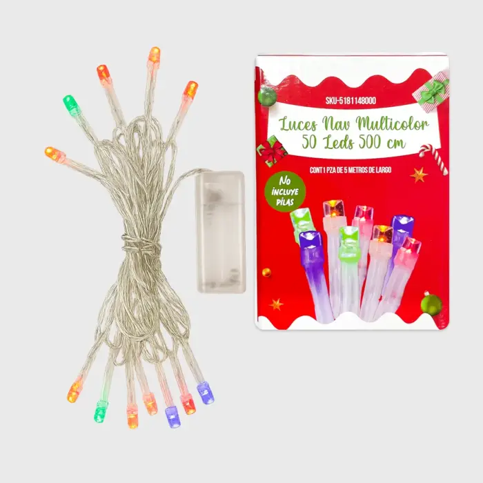 Luces LED Multicolor para Árbol de Navidad, 50 Focos, 5m - Excelentes para Iluminación Navideña y Festiva Interior modatelas