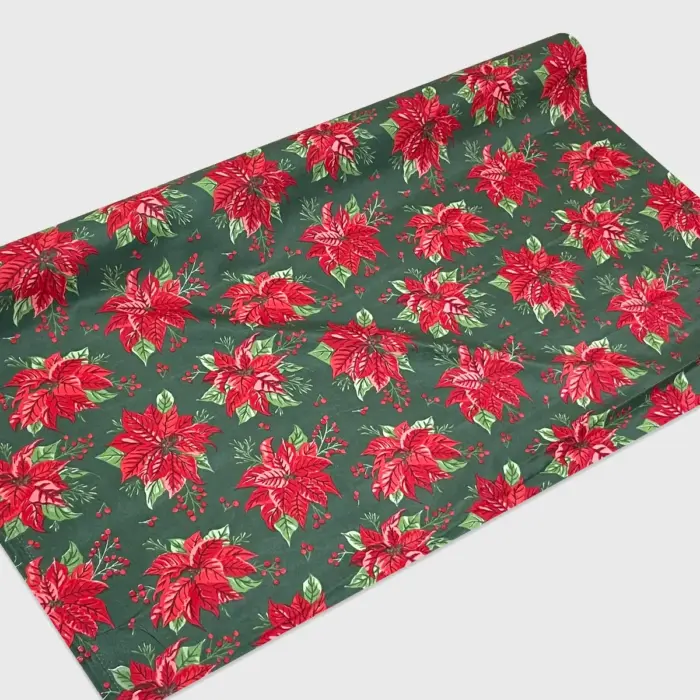 Tela Algodón Candy Navideño “Flores de la Nochebuena” 120 cm ancho, Versátil y Perfecta para Costura Ligera - Rollo 30 m Modatelas