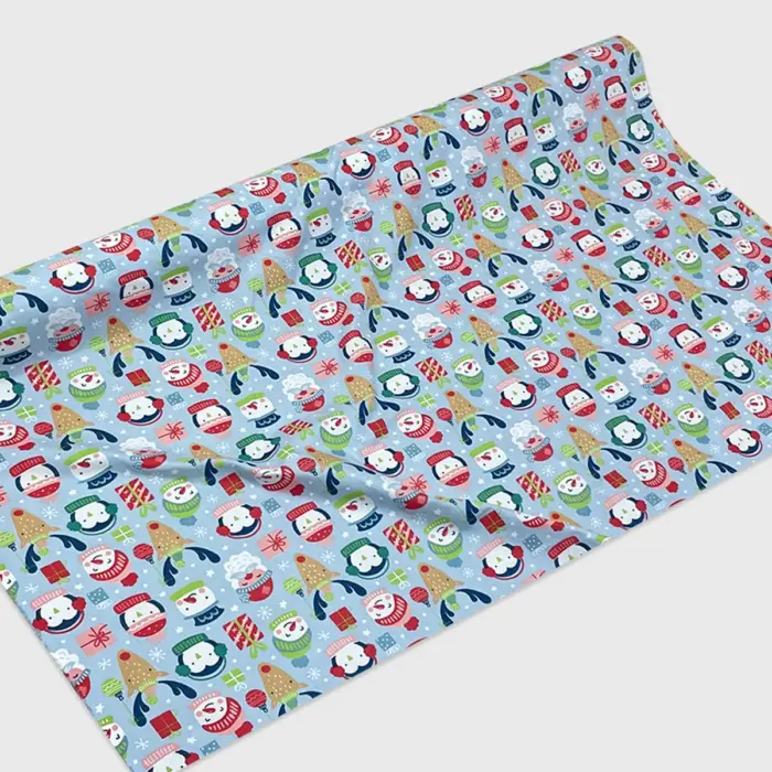 Tela Algodón Candy Navideño “Fiesta Polar de Amigos” 120 cm ancho para Regalos y Detalles Navideños - Rollo 30 m Modatelas