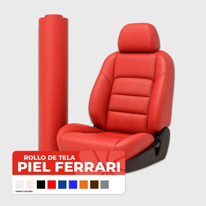 Tela Piel Ferrari 140 cm ancho, Acabado Premium Ideal para Tapicería Automotriz y de Hogar – Rollo 25 m modatelas